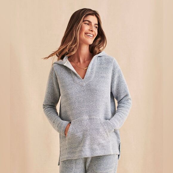 FAHERTY-Whitewater Baja Blue Hoodie V-Neck Pullover Oversized Beachy, Size Small - Picture 16 of 16